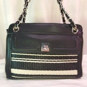 Jessica Simpson Double Strap Black& White Shoulder Bag Purse
